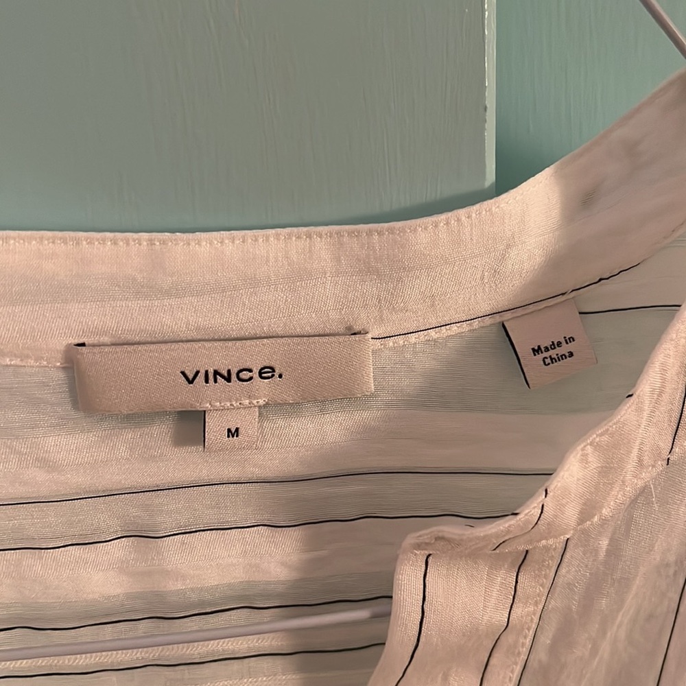 Vince V-neck Tunic Blouse with Stripe - Picture 5 of 7